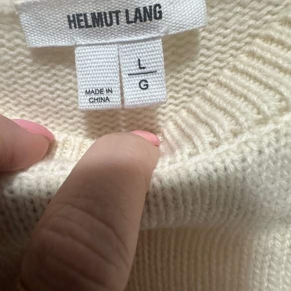 Helmut Lang Cream Crew Neck Sweater Size Large Minimalist Cozy Knit 100% Wool - Picture 6 of 8